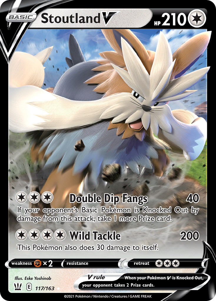 Stoutland V 117 Rare Holo V card from Battle Styles