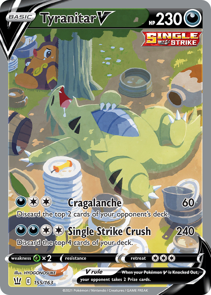 Tyranitar V 155 Rare Ultra card from Battle Styles