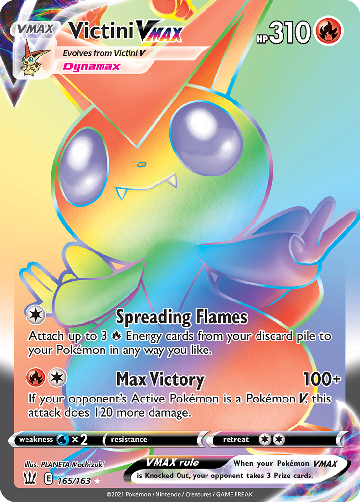 Victini VMAX 165 Rare Rainbow card from Battle Styles