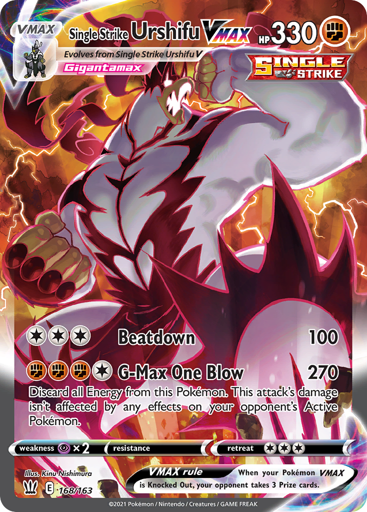Single Strike Urshifu VMAX 168 Rare Rainbow card from Battle Styles