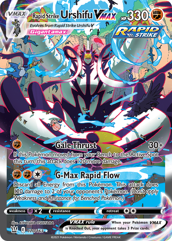 Rapid Strike Urshifu VMAX 170 Rare Rainbow card from Battle Styles