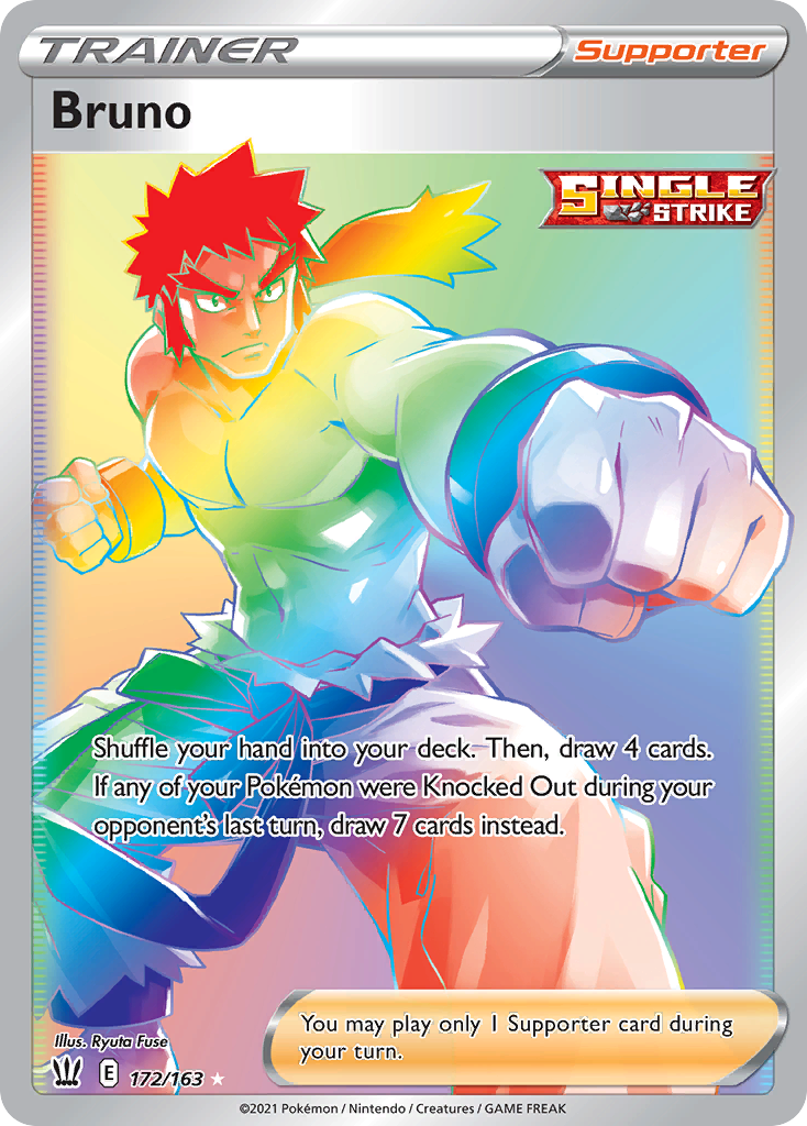 Bruno 172 Rare Rainbow card from Battle Styles