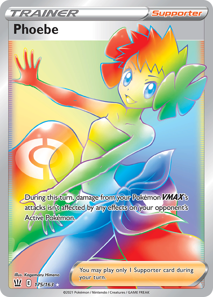 Phoebe 175 Rare Rainbow card from Battle Styles