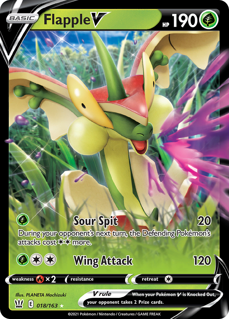 Flapple V 18/163 Rare Holo V card from Battle Styles