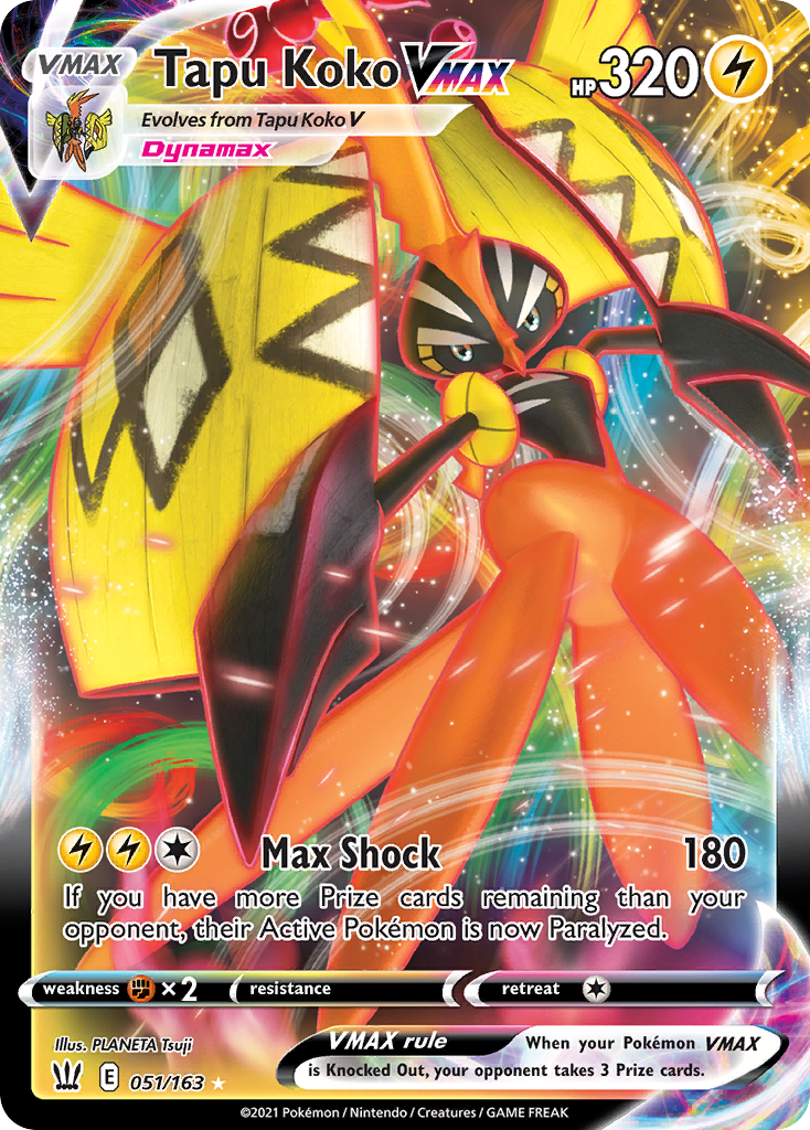 Tapu Koko VMAX 51 Rare Holo VMAX card from Battle Styles