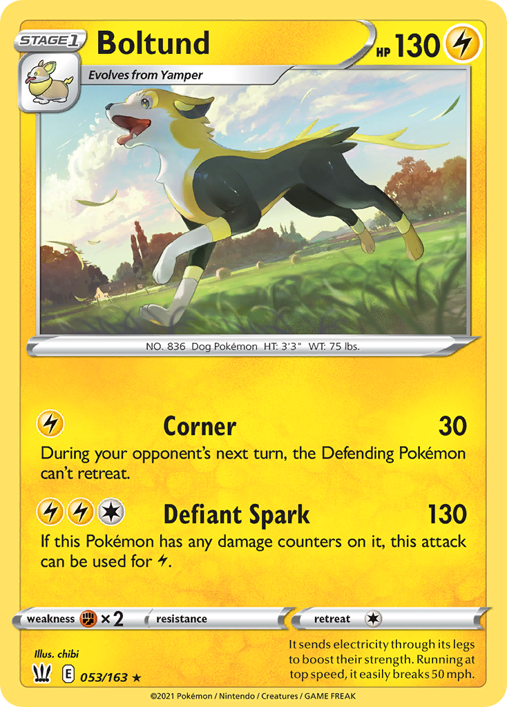 Boltund 53/163 Rare card from Battle Styles