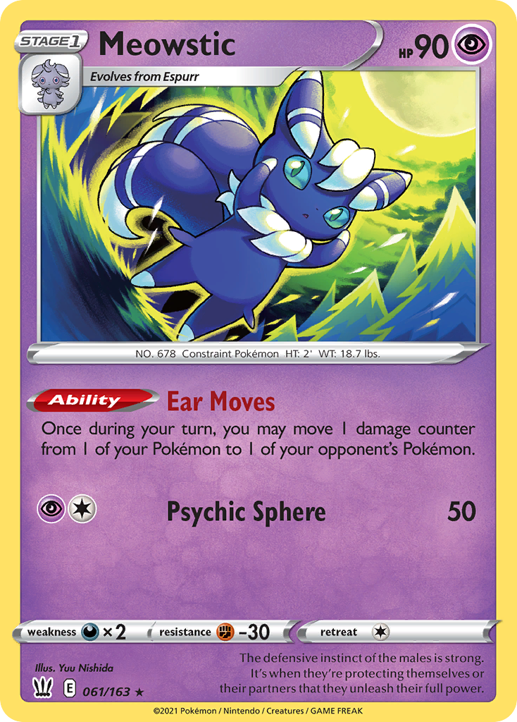 Meowstic 61 Rare Holo card from Battle Styles