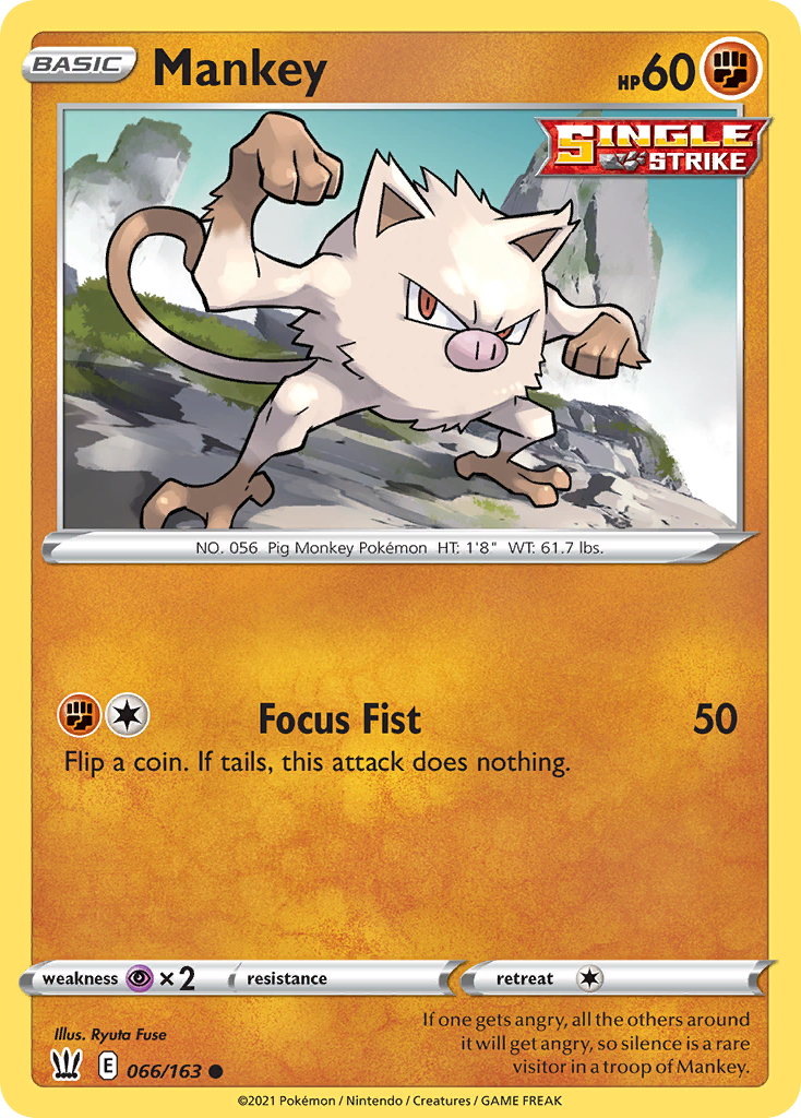 Mankey 66/163 Common card from Battle Styles