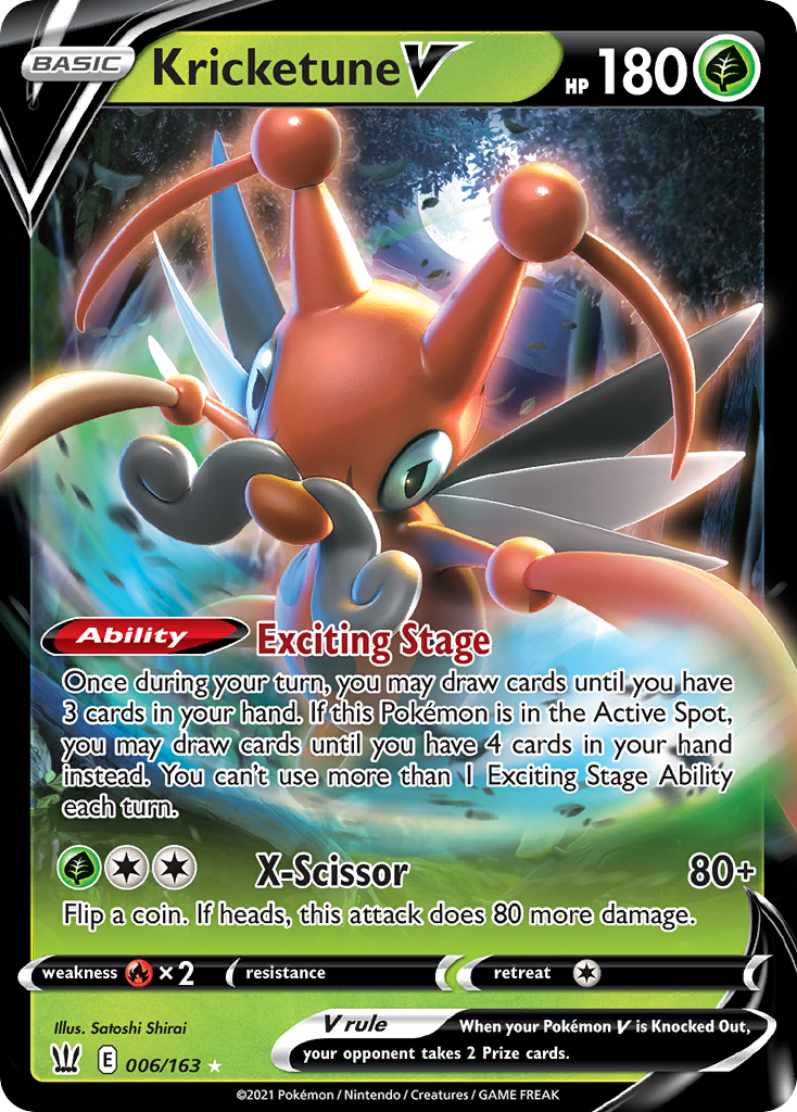 Kricketune V 6 Rare Holo V card from Battle Styles