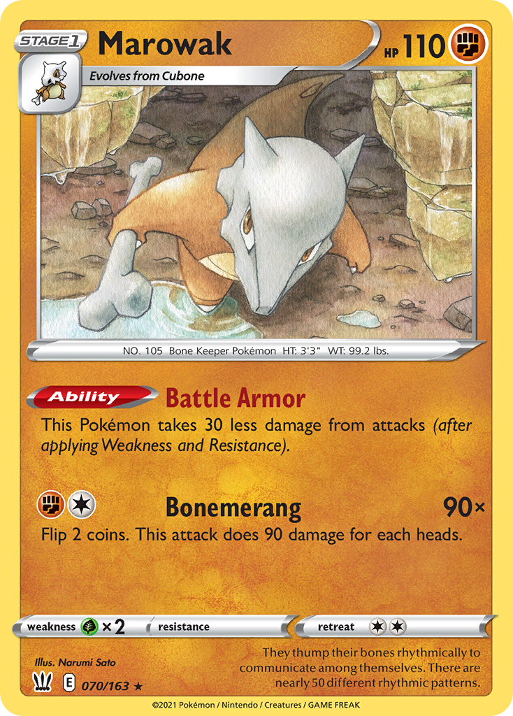 Marowak 70/163 Rare card from Battle Styles