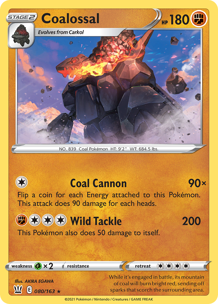 Coalossal 80/163 Rare Holo card from Battle Styles