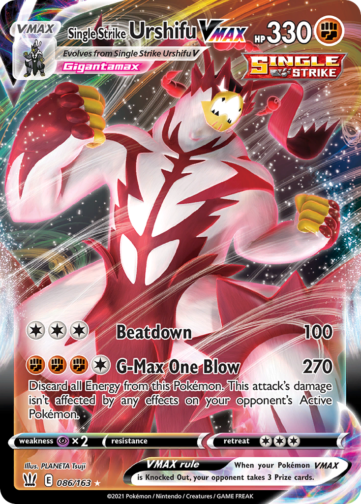 Single Strike Urshifu VMAX 86/163 Rare Holo VMAX card from Battle Styles
