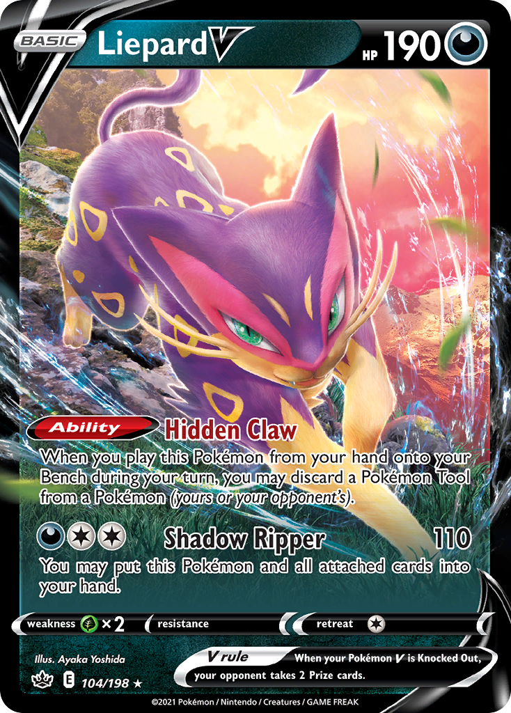 Liepard V 104 Rare Holo V card from Chilling Reign