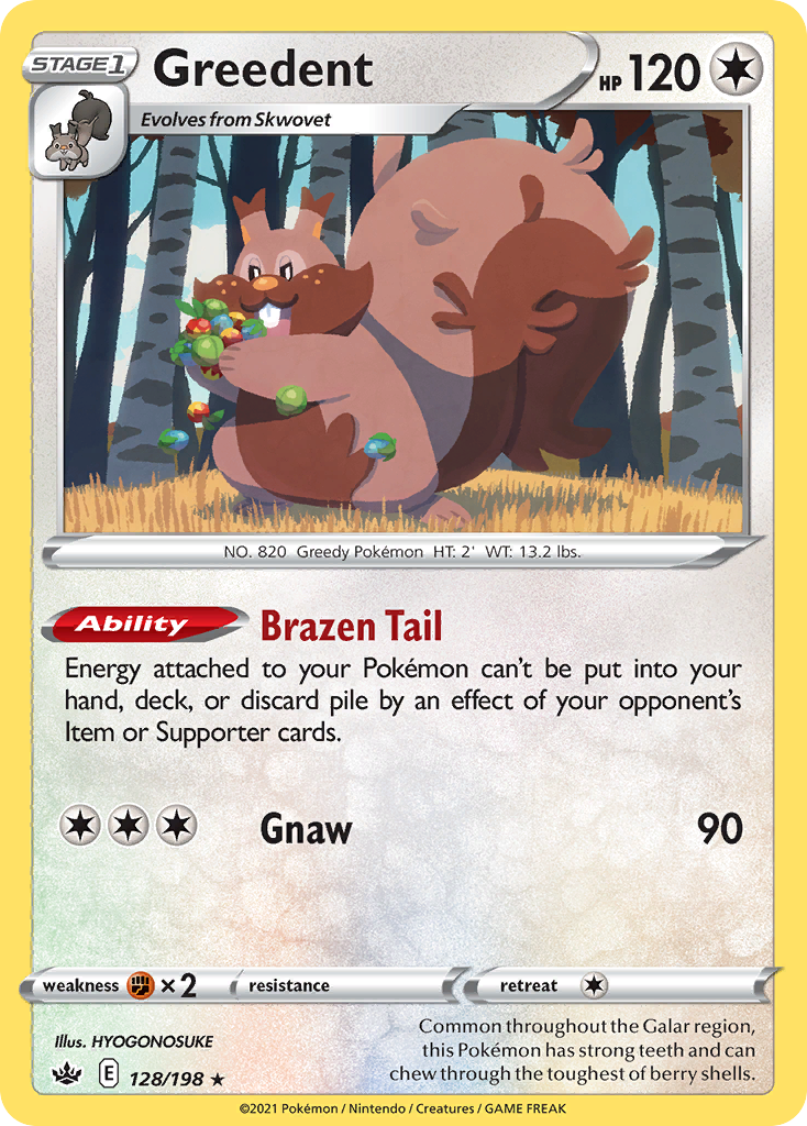 Greedent 128 Rare Holo card from Chilling Reign