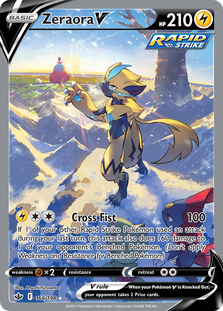 Zeraora V 166/198 Rare Ultra card from Chilling Reign