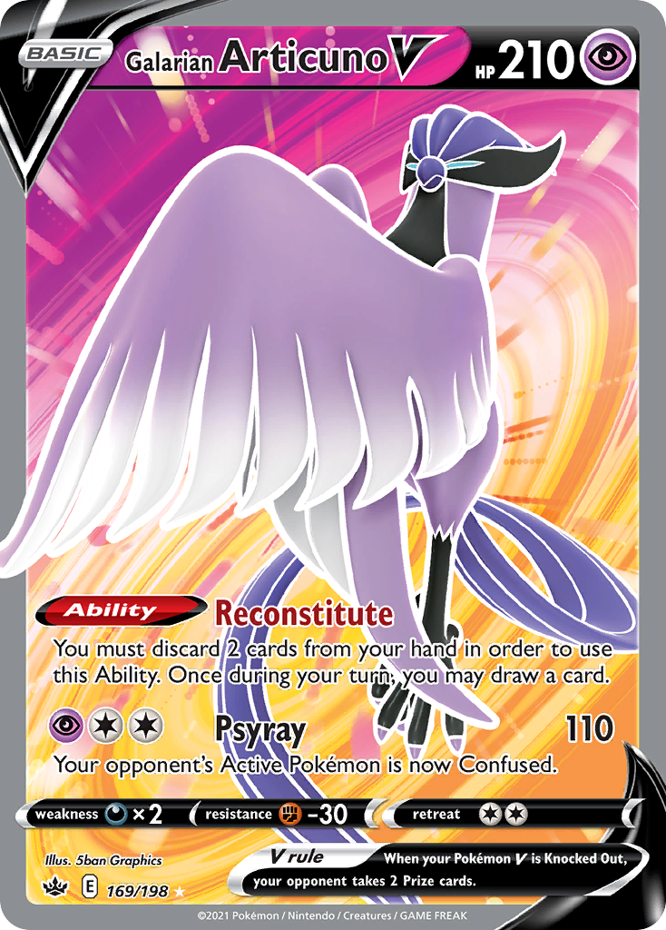 Galarian Articuno V 169 Rare Ultra card from Chilling Reign