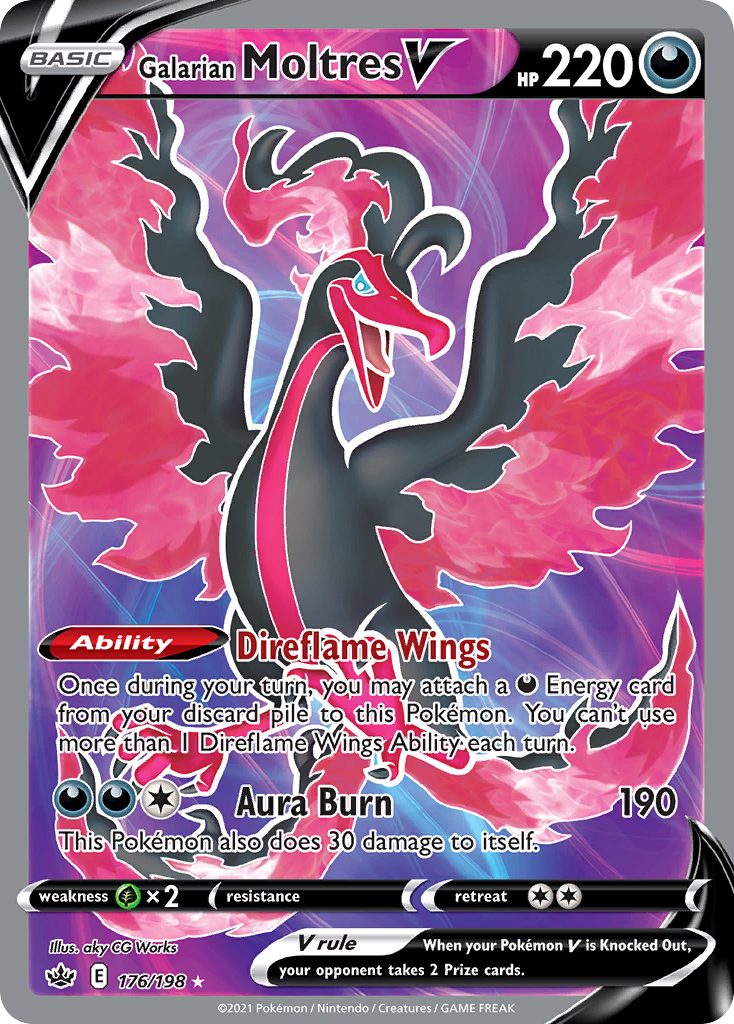 Galarian Moltres V 176/198 Rare Ultra card from Chilling Reign