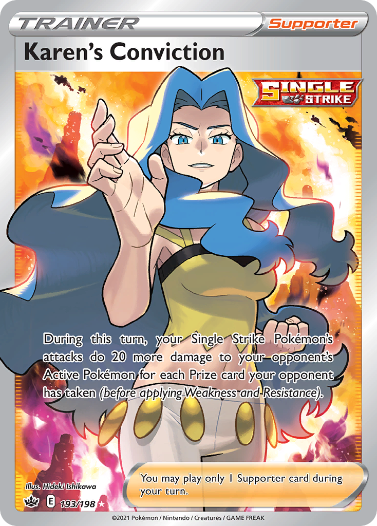 Karen's Conviction 193 Rare Ultra card from Chilling Reign