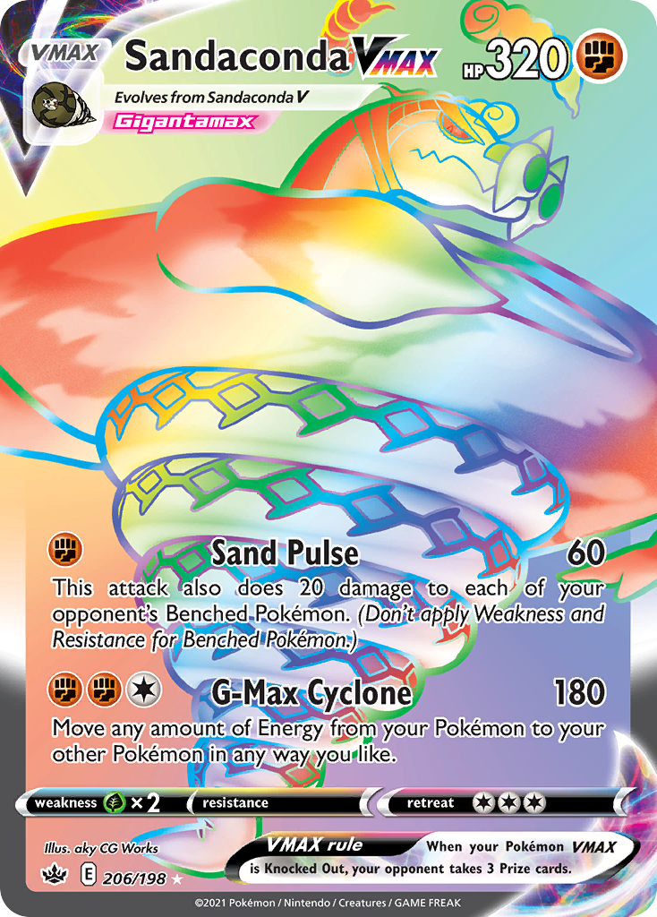 Sandaconda VMAX 206 Rare Rainbow card from Chilling Reign