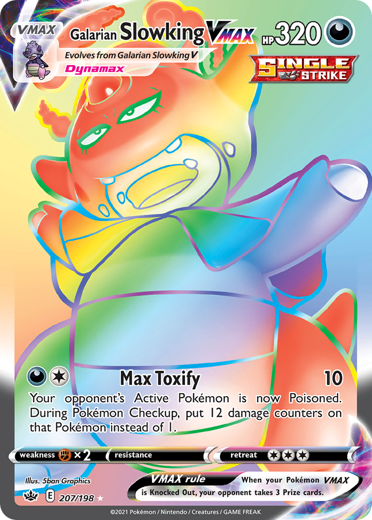 Galarian Slowking VMAX 207 Rare Rainbow card from Chilling Reign