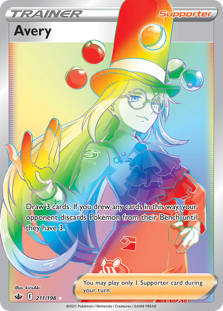 Avery 211 Rare Rainbow card from Chilling Reign