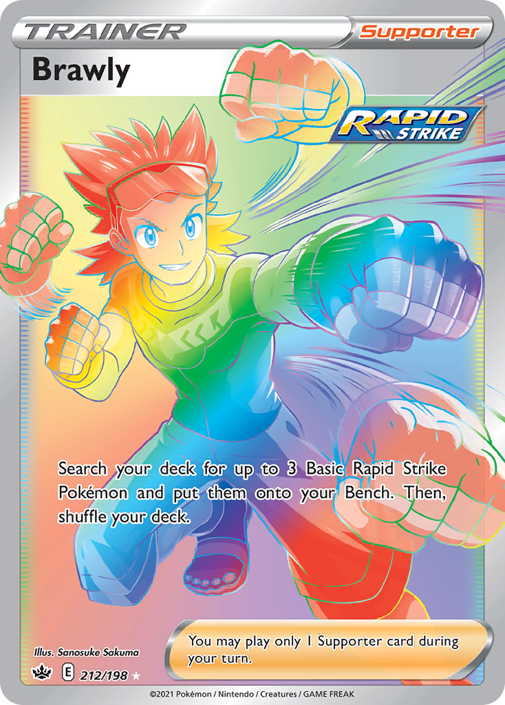 Brawly 212 Rare Rainbow card from Chilling Reign