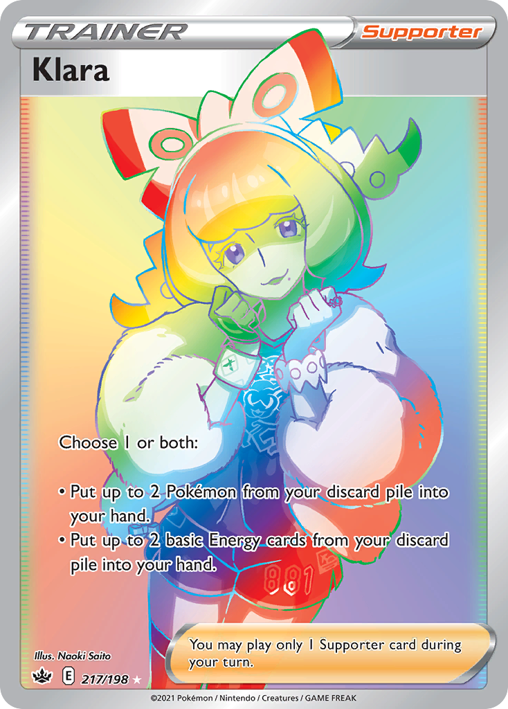 Klara 217 Rare Rainbow card from Chilling Reign