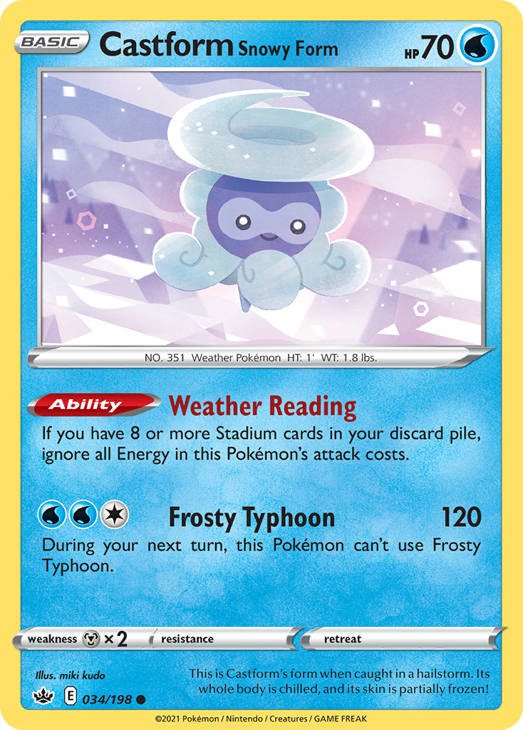 Castform Snowy Form 34 Common card from Chilling Reign