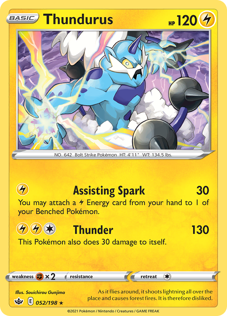 Thundurus 52/198 Rare Holo card from Chilling Reign