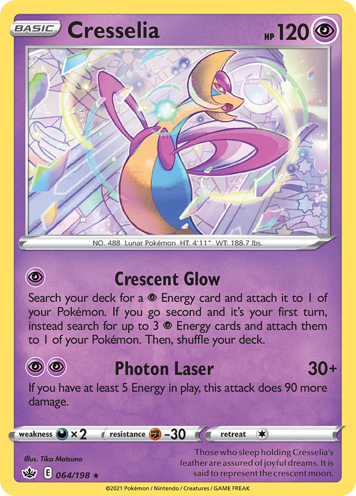 Cresselia 64/198 Rare Holo card from Chilling Reign