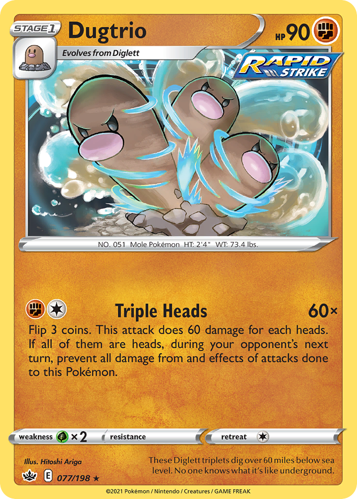 Dugtrio 77/198 Rare card from Chilling Reign