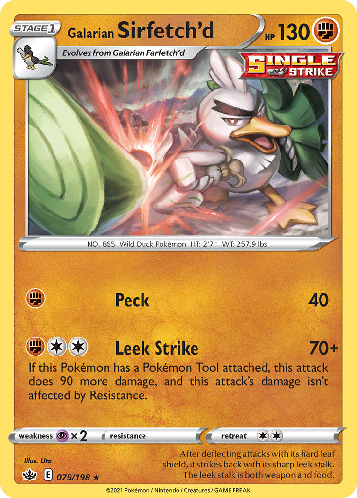 Galarian Sirfetch'd 79 Rare card from Chilling Reign