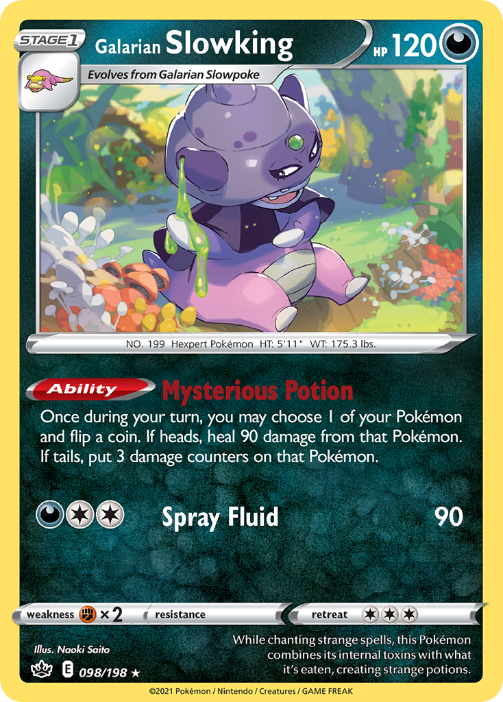 Galarian Slowking 98 Rare Holo card from Chilling Reign