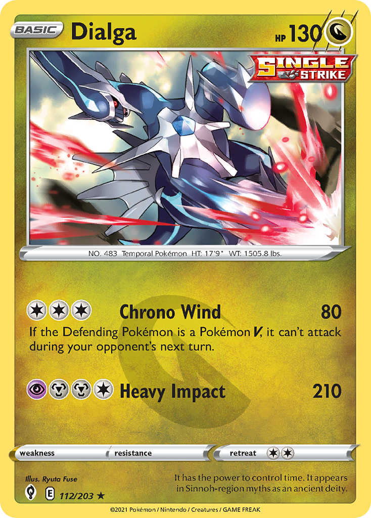 Dialga 112 Rare Holo card from Evolving Skies