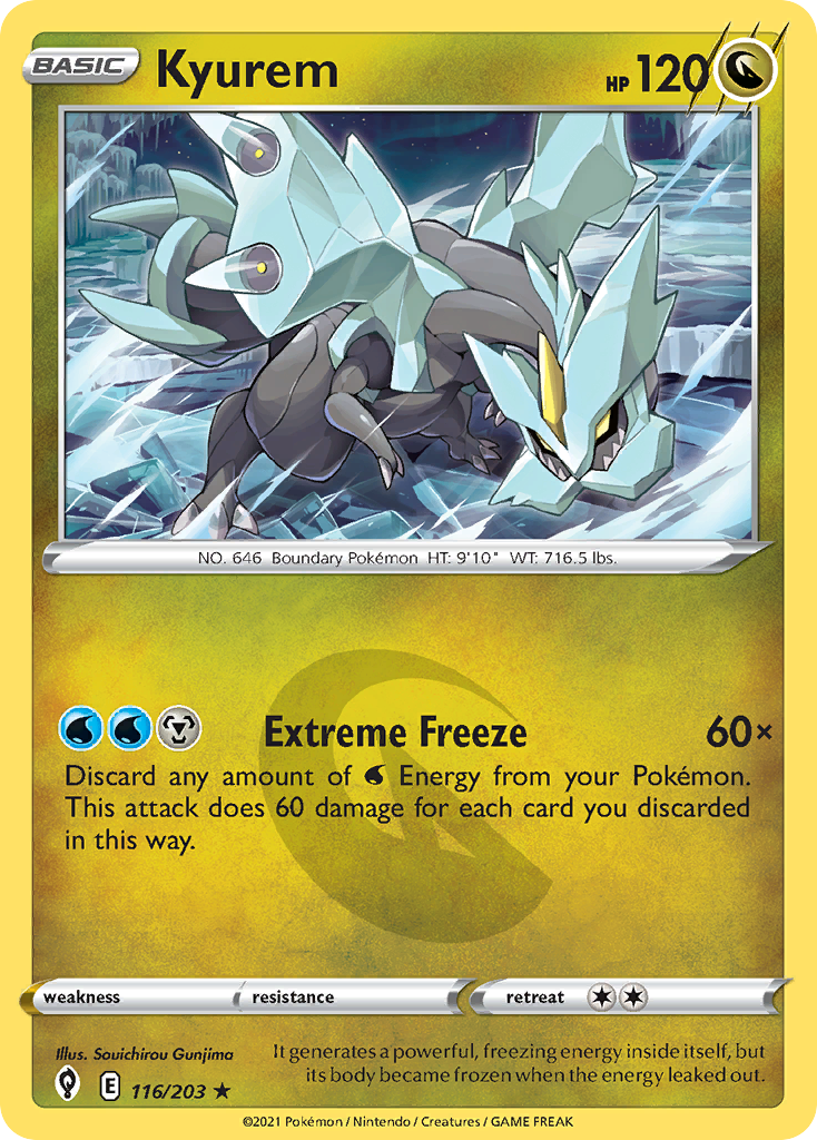 Kyurem 116 Rare Holo card from Evolving Skies