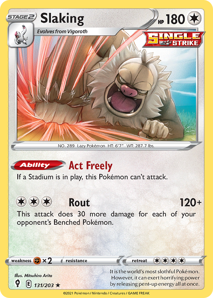 Slaking 131 Rare Holo card from Evolving Skies