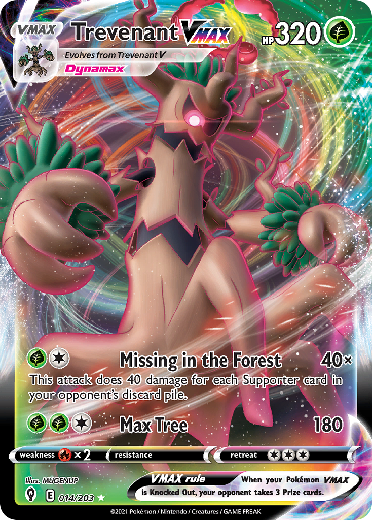 Trevenant VMAX 14 Rare Holo VMAX card from Evolving Skies