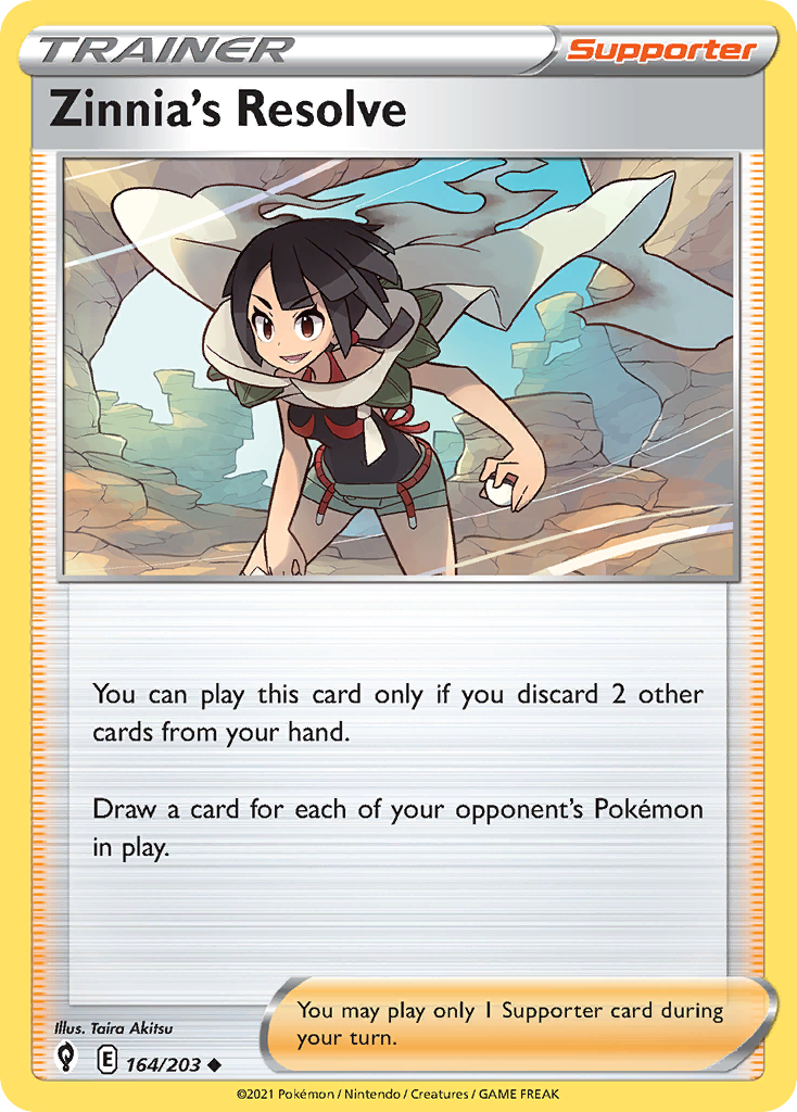 Zinnia's Resolve 164 Uncommon card from Evolving Skies