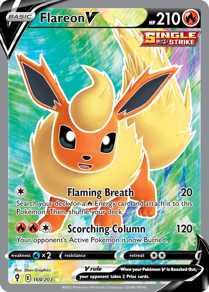 Flareon V 169 Rare Ultra card from Evolving Skies