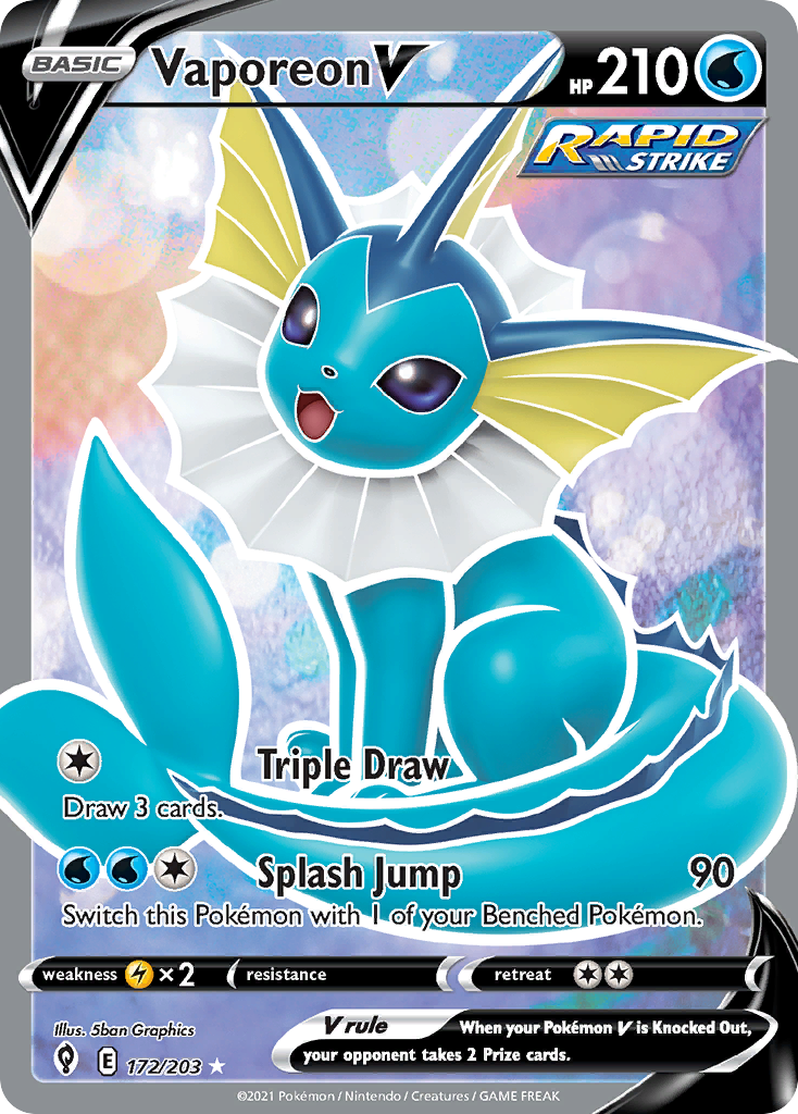 Vaporeon V 172/203 Rare Ultra card from Evolving Skies