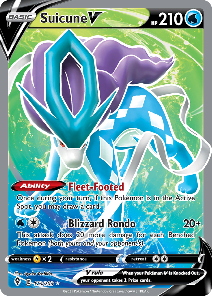 Suicune V 173 Rare Ultra card from Evolving Skies