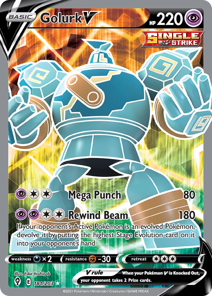 Golurk V 181 Rare Ultra card from Evolving Skies