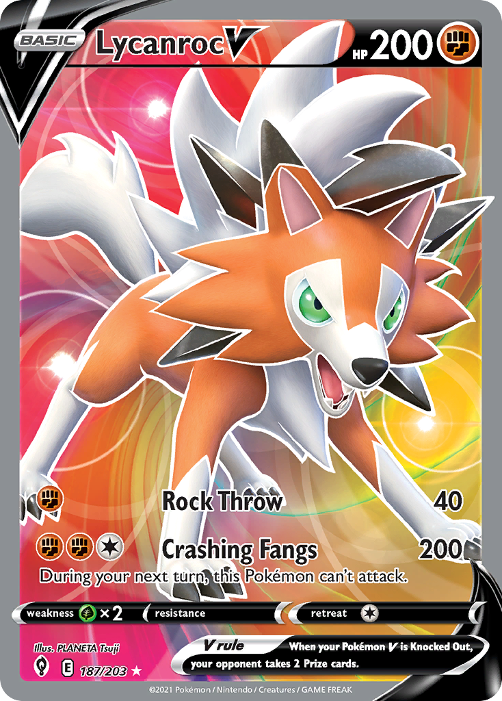 Lycanroc V 187 Rare Ultra card from Evolving Skies