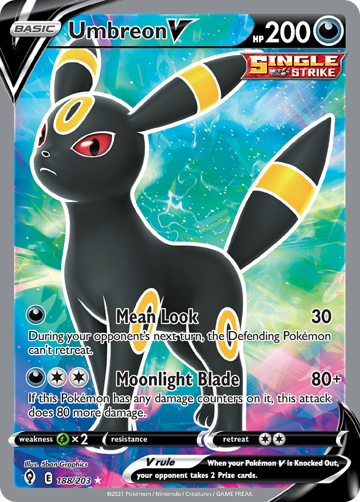 Umbreon V 188 Rare Ultra card from Evolving Skies