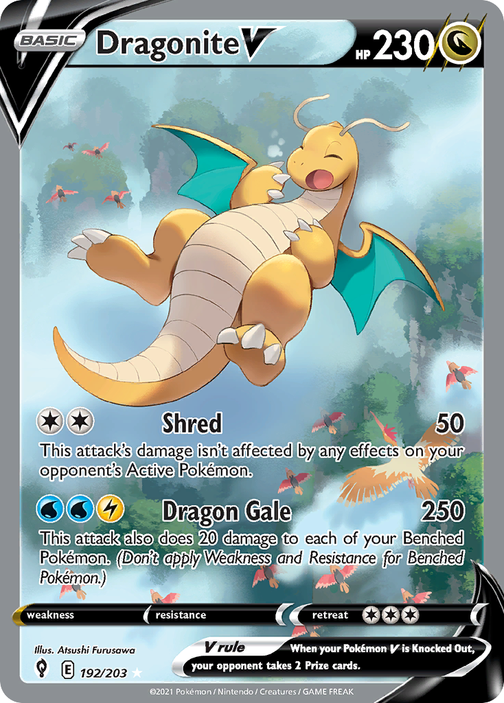 Dragonite V 192/203 Rare Ultra card from Evolving Skies