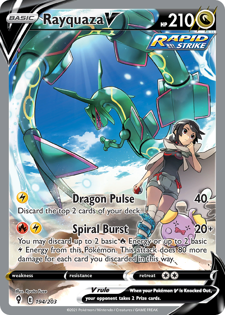 Rayquaza V 194 Rare Ultra card from Evolving Skies