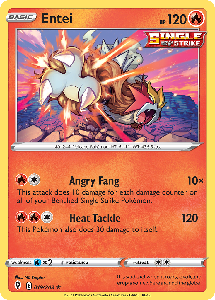 Entei 19 Rare Holo card from Evolving Skies