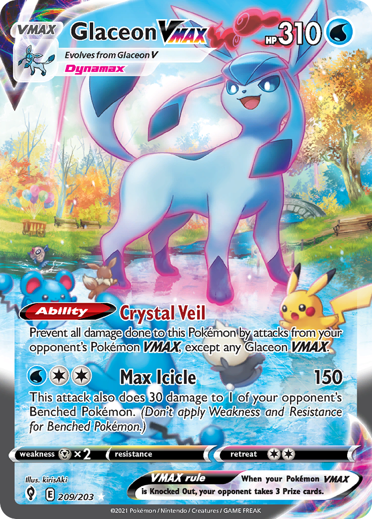Glaceon VMAX 209 Rare Rainbow card from Evolving Skies