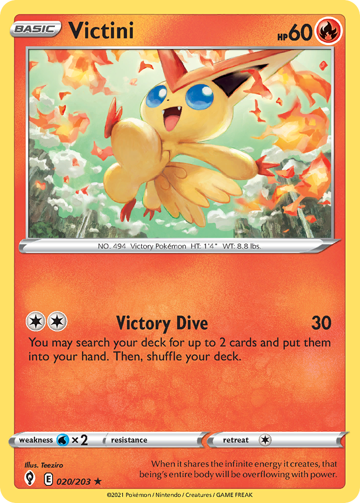 Victini 20/203 Rare Holo card from Evolving Skies
