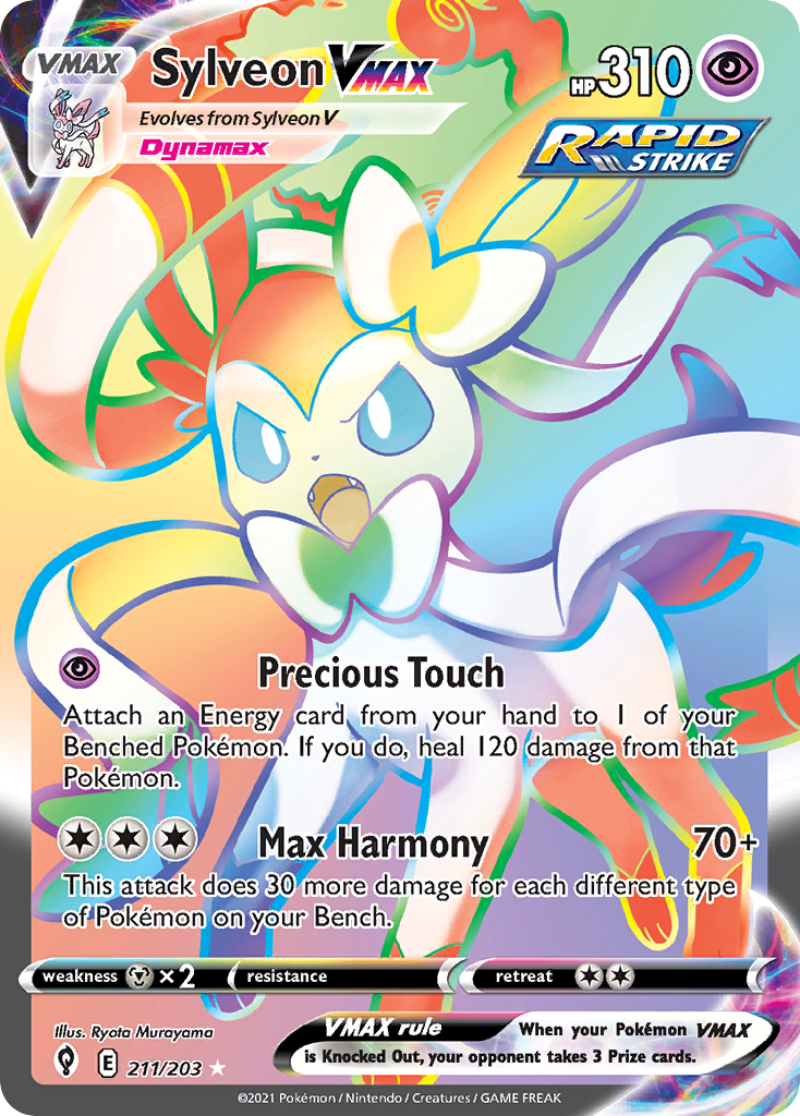 Sylveon VMAX 211 Rare Rainbow card from Evolving Skies